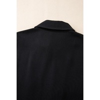 Black Collar Tab Sleeve Zip Up Flap Detail Jacket - S thumbnail