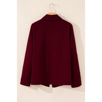 Red Dahlia Collar Tab Sleeve Zip Up Flap Detail Jacket - S thumbnail