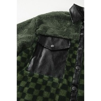 Vineyard Green Fleece Checkerboard Flap Pocket Snap Button Jacket - 2XL thumbnail