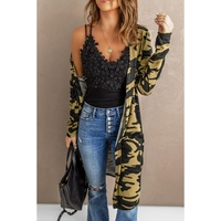Green Camo Print Long Cardigan - L thumbnail