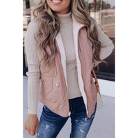 Pink Fleece Lined Quilted Vest Coats - XL thumbnail