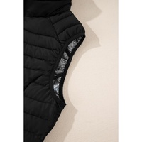 Black Plush Collared Quilted Zipped Puffer Vest - L thumbnail