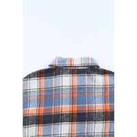 Multicolor Plaid Button Down Ruffled Shirt Jacket - XL thumbnail