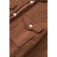 Azura Exchange Brown Contrast Flap Pockets Relaxed Shacket - M thumbnail