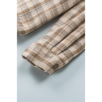 Khaki Plaid Pattern Sherpa Lined Hooded Shacket - L thumbnail