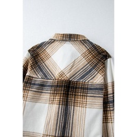 Multicolour Plaid Print Flap Pocket Button Up Shacket - L thumbnail