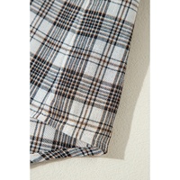 Black Checkered Print Loose Fit Buttoned Hooded Shacket - S thumbnail