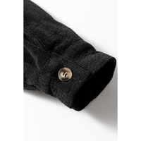 Black Corduroy Flap Pocket Button Up Shacket - XL thumbnail