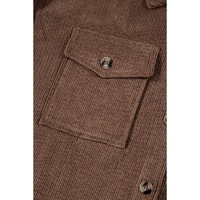 Chestnut Corduroy Flap Pocket Button Up Shacket - S thumbnail