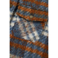 Cinnamon Plaid Print Chest Pockets Turn Down Collar Shacket - XL thumbnail
