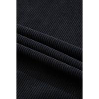 Black Hooded Drawstring Pockets Corduroy Shacket - L thumbnail