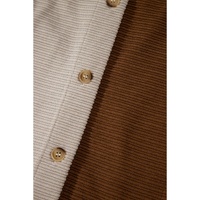 Brown Color Block Chest Pockets Buttoned Corduroy Shacket - S thumbnail
