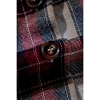 Red Plaid Print Chest Pocket Buttoned Hooded Shacket - M thumbnail