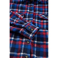 Navy Blue Plaid Flap Pocket Button Up Shacket - L thumbnail