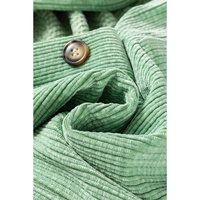 Mist Green Patched Pocket Button Up Corduroy Shacket - M thumbnail