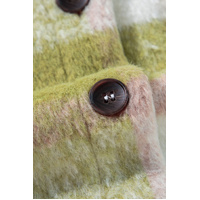 Sage Green Plaid Print Buttoned Flap Pockets Baggy Shacket - S thumbnail