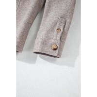 Light Grey Turn Down Collar Flap Pockets Buttoned Shacket - M thumbnail