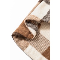 Light French Beige Flannel Plaid Double Flap Pocket Shacket - S thumbnail