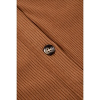 Cinnamon Corduroy Flap Pocket Button Up Round Hem Shacket - S thumbnail