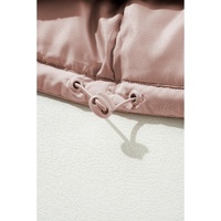 Apricot Pink Full Zipper Quilted Puffer Jacket - M thumbnail