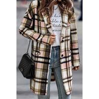 Pink Plaid Button Up Lapel Jacket - M thumbnail