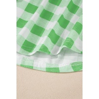 Green Plaid Print Contrast Trim Long Sleeve Plus Size Pajama Set - 4X thumbnail