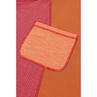 Orange Textured Knit Color Block Patchwork Chest Pocket Plus Size Top - 1X thumbnail