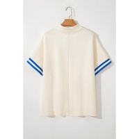 White Varsity Half Zip Textured Plus Size Top - 2X thumbnail