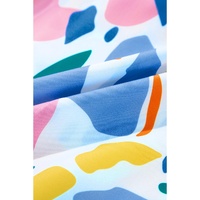 White Abstract Print Shirred Cuff Puff Sleeve Plus Size Blouse - 4X thumbnail