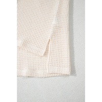 Beige Waffle Exposed Seam Detail Plus Size Short Sleeve Top - 1X thumbnail