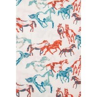 White Horse Galloping Allover Print Split Neck Plus Size Blouse - 3X thumbnail