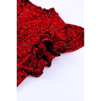 Fiery Red Rose Floral Print Ruffle Sleeve Plus Size Shift Top - 3X thumbnail