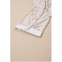 Apricot Leopard Tab Sleeve V Neck Plus Size Top - 1X thumbnail