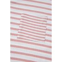 Pink Stripe Waffle Knit Pocketed Half Sleeve Plus Size T Shirt - 1X thumbnail