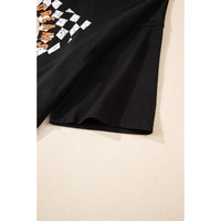Black Checkerd DESERT DREAMS Printed Ripped Plus Size Tee - 1X thumbnail