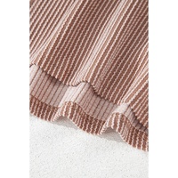 Smoke Gray Ribbed Striped Crew Neck Plus Size Knit T Shirt - 4X thumbnail