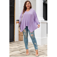 Orchid Petal Plus Size Waffle Knit Exposed Seam Flowy Top - 1X thumbnail