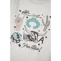 Light Grey Yee Haw Western Fashion Print Plus Size Tee - 1X thumbnail