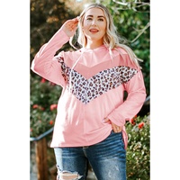 Pink Plus Size Taupe Chevron Hooded Top - 2X thumbnail