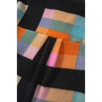 Black Plus Size Checkered Print Sherpa Henley Sweatshirt - 3X thumbnail