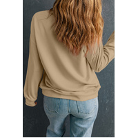 Apricot Solid Crew Neck Drop Shoulder Plus Size Sweatshirt - 4X thumbnail