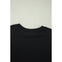 Black Solid Crew Neck Drop Shoulder Plus Size Sweatshirt - 1X thumbnail
