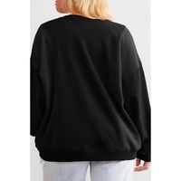 Black Loose Patchwork Crewneck Plus Size Sweatshirt - 2X thumbnail