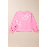 Pink Touch Down Rugby Football Embroidered Plus Size Sweatshirt - 4X thumbnail