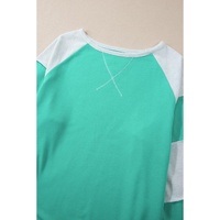 Aruba Blue Colorblock Patchwork Cross Seam Plus Sweatshirt - 3X thumbnail