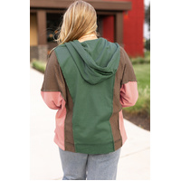 Breen Plus Size Colorblock Patchwork V Neck Hoodie - 2X thumbnail