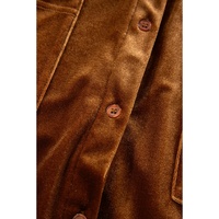 Chestnut Plus Size Velvet Chest Pocket Drop Shoulder Shirt - 4X thumbnail