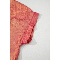Rose Red Plus Size Metallic Sheen Short Sleeve Button Up Shirt - 4X thumbnail