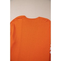 Orange Flower Pattern Drop Shoulder Plus Size Cardigan - 2X thumbnail
