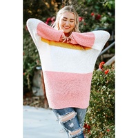 Yellow Colorblock Bubble Sleeve Plus Size Sweater - 3X thumbnail